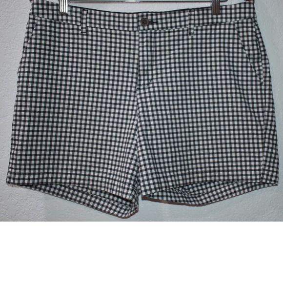 Old Navy Pants - Old Navy Everyday Short Womens 12 Black White Gingham Check Mid Rise Stretch